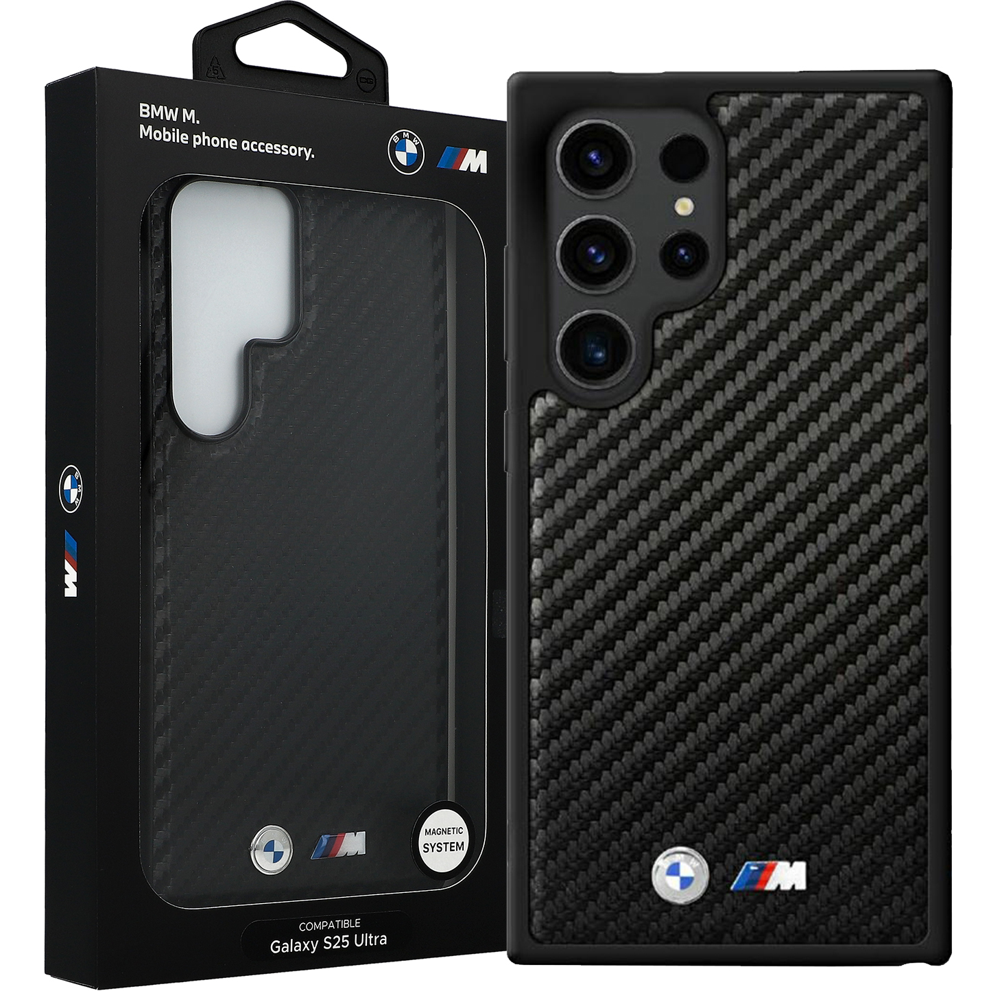 Etui BMW Leather Carbon Mag do Samsung Galaxy S25 Ultra, czarne